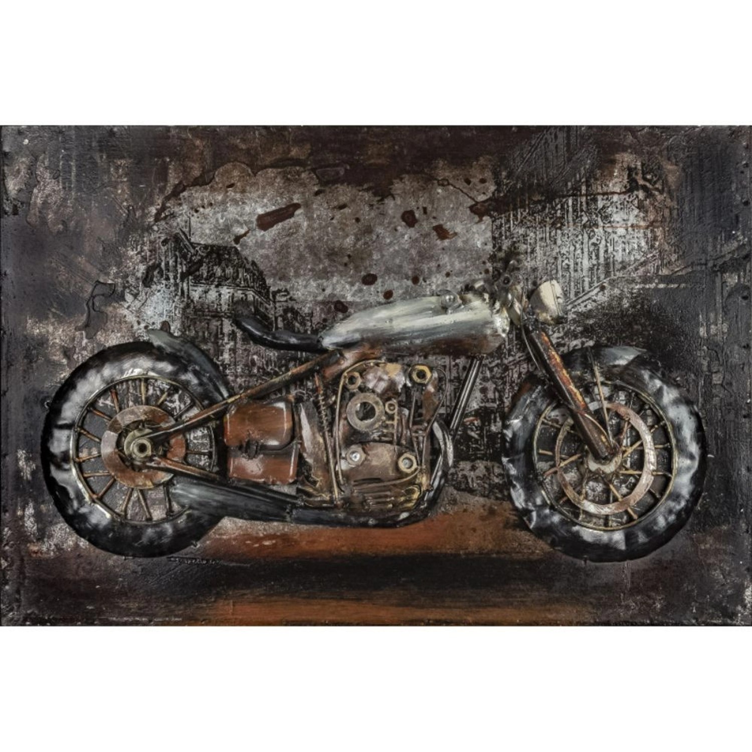 FALC Kovový obraz 3D motorka černá/červená, 40 x 60 cm