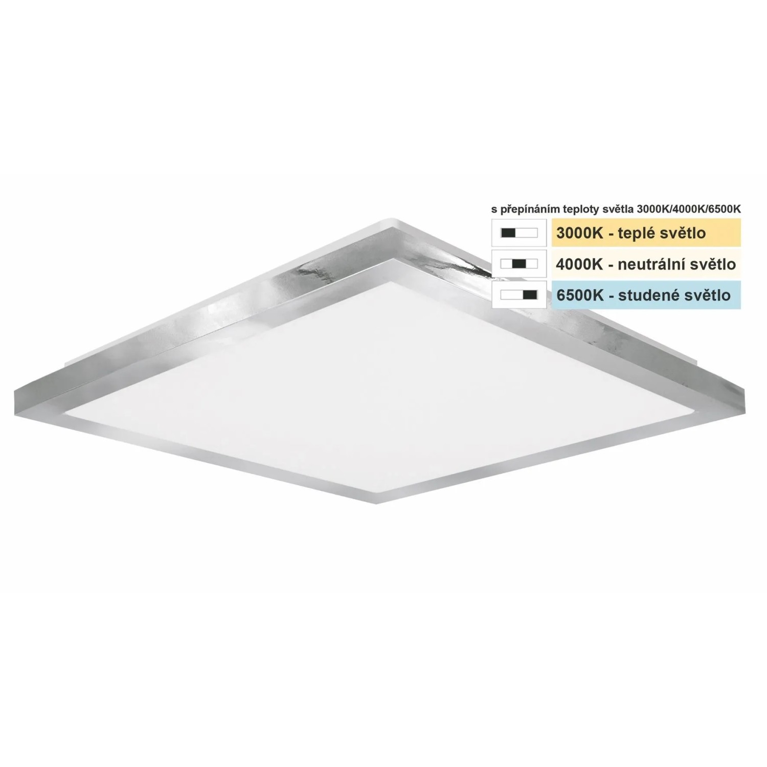 Top Light Koupelnové stropní LED svítidlo Silver HS CCT 10W IP44 1000lm 28x28cm