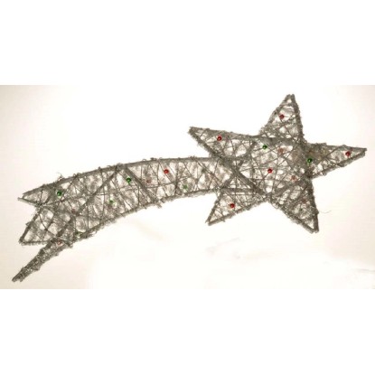 EverGreen Závěsná ratanová kometa, stříbrná, 30 x 60 cm