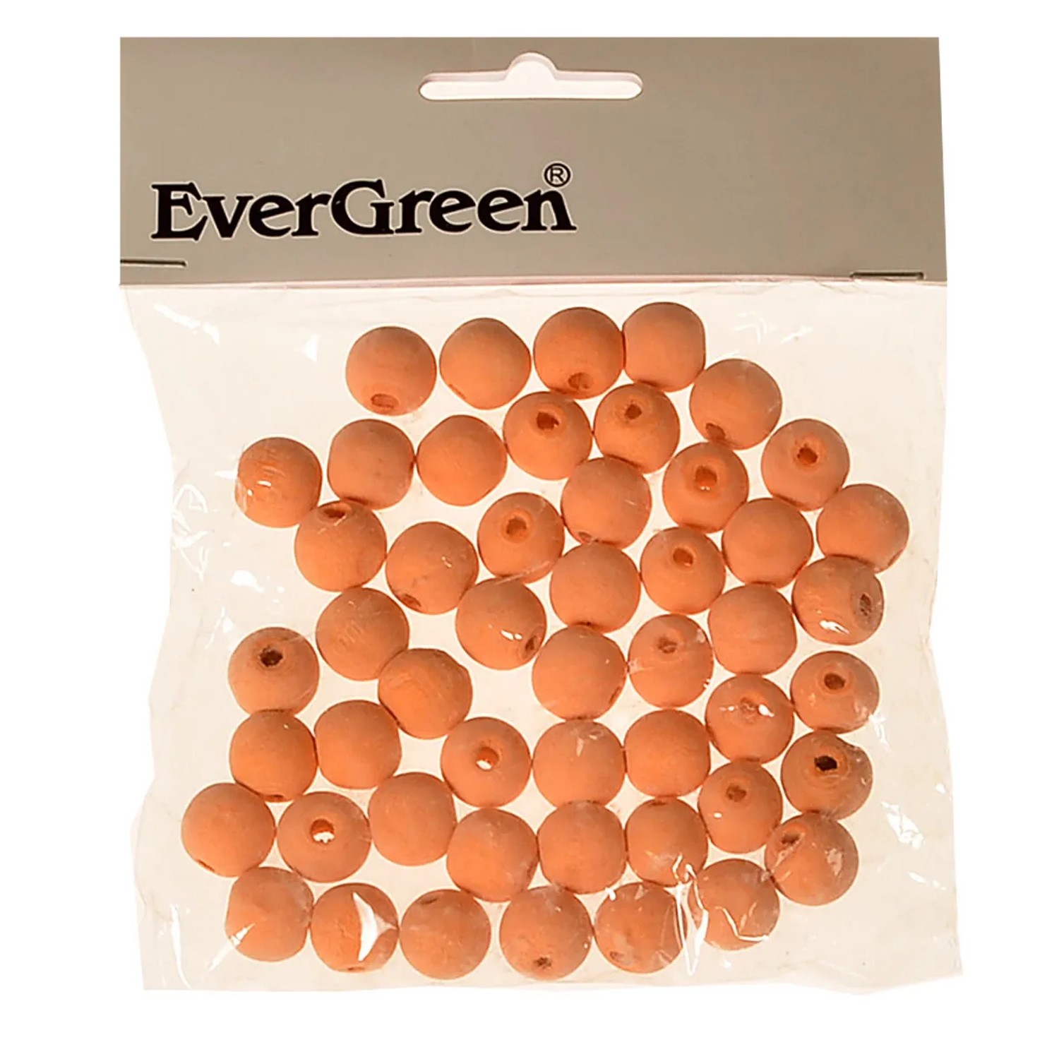 Evergreen Dřevěné korálky oranžové 50 ks, pr. 16 mm