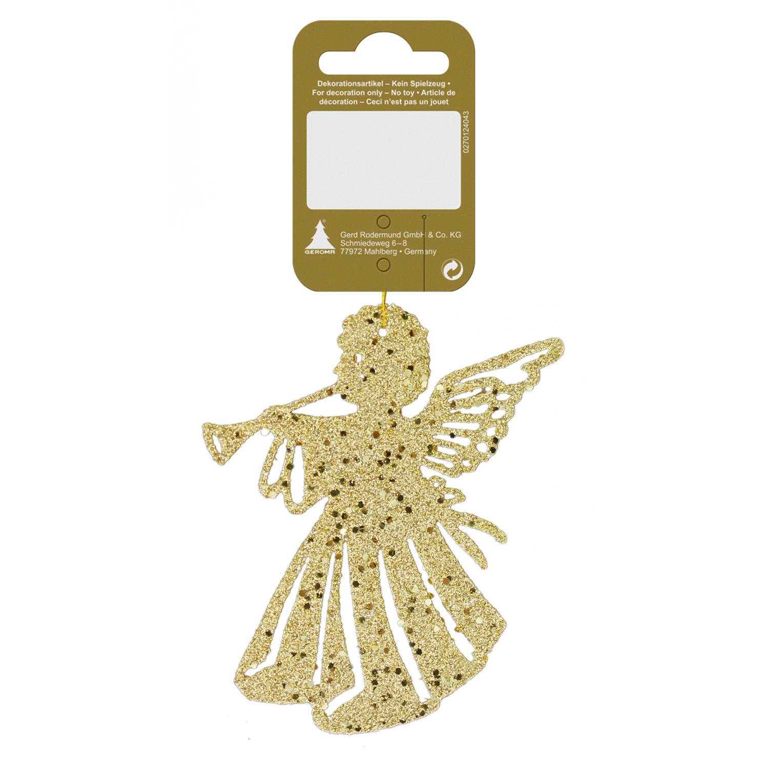GEROMA Plastová vánoční ozdoba anděl zlatý 10 cm, 1 ks