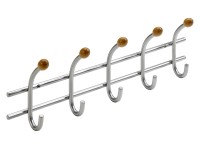Hettich Věšáková lišta s bukovými olivami 5 háků matný nikl