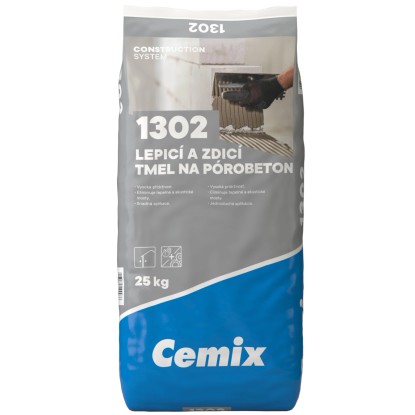 Cemix 1302 Lepící a zdící tmel na pórobeton, 25 kg