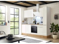 Respekta Kuchyně Marleen lesk.bílá/bílá 250 cm - skl.deska/šikmá digestoř/myčka