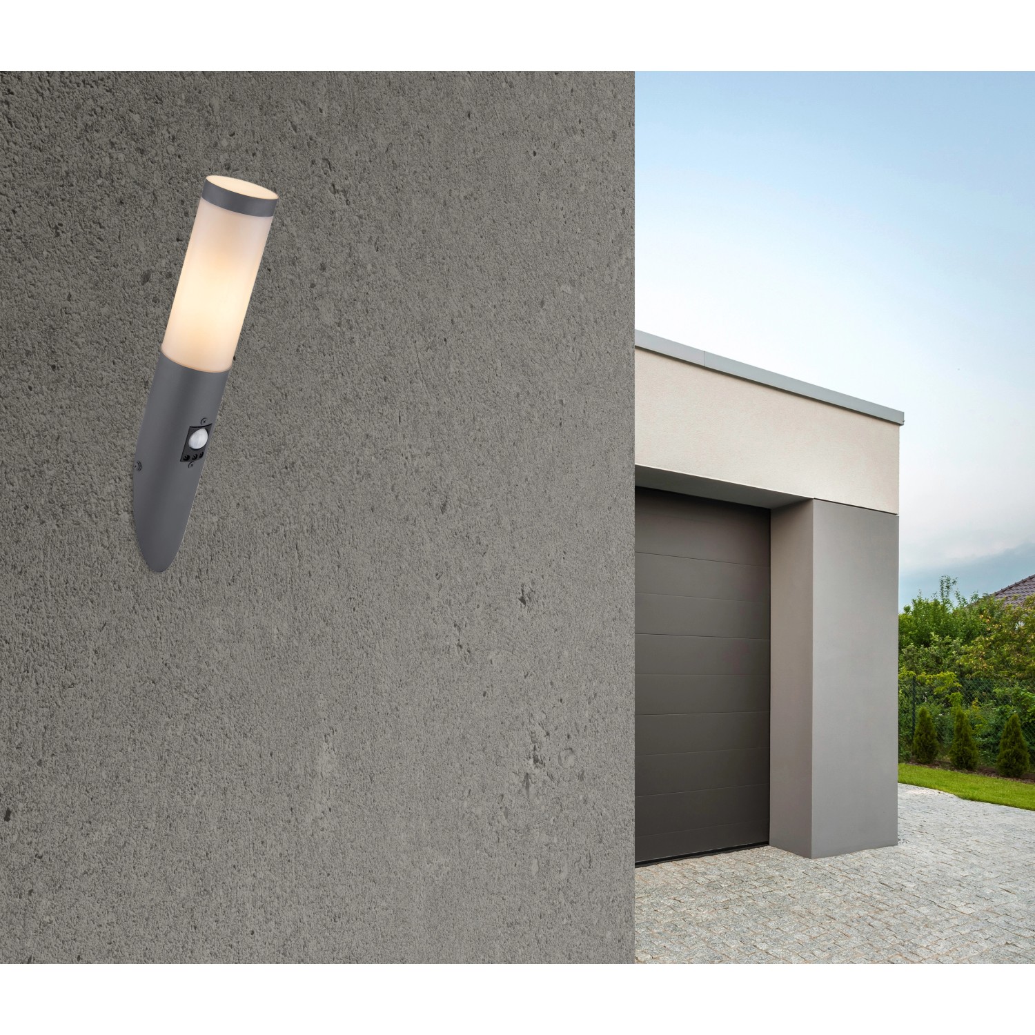 GLOBO Venkovní svítidlo BOSTON opálová E27 15 W pr. 76 x 410 mm s pohyb.senzorem