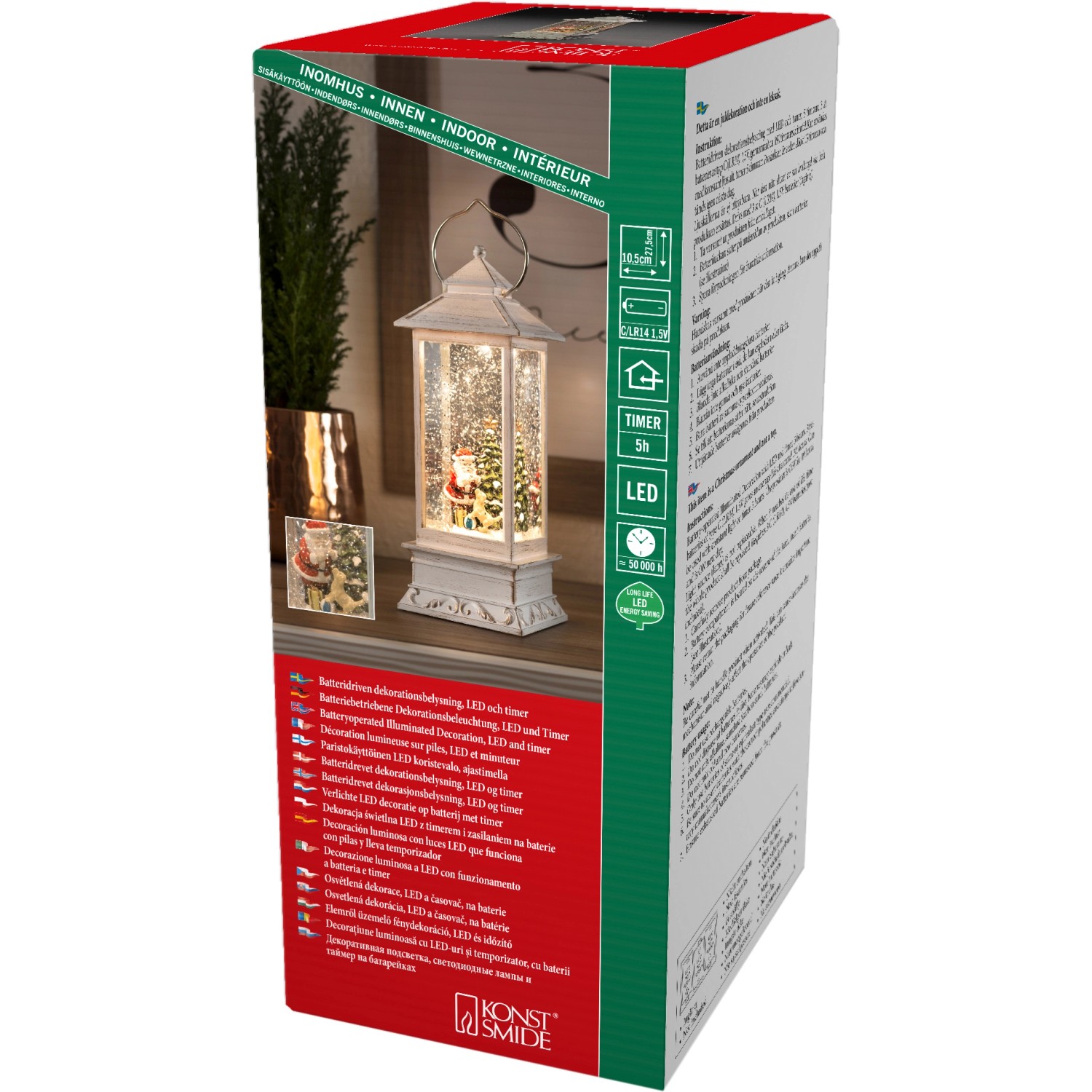 Konstsmide LED sněhová lucerna Ježíšek se psem 1 LED teplé bílé barvy