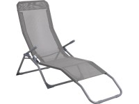 BWO Skládací zahradní lehátko Pando šedé 140 x 61 x 57-96,5 cm