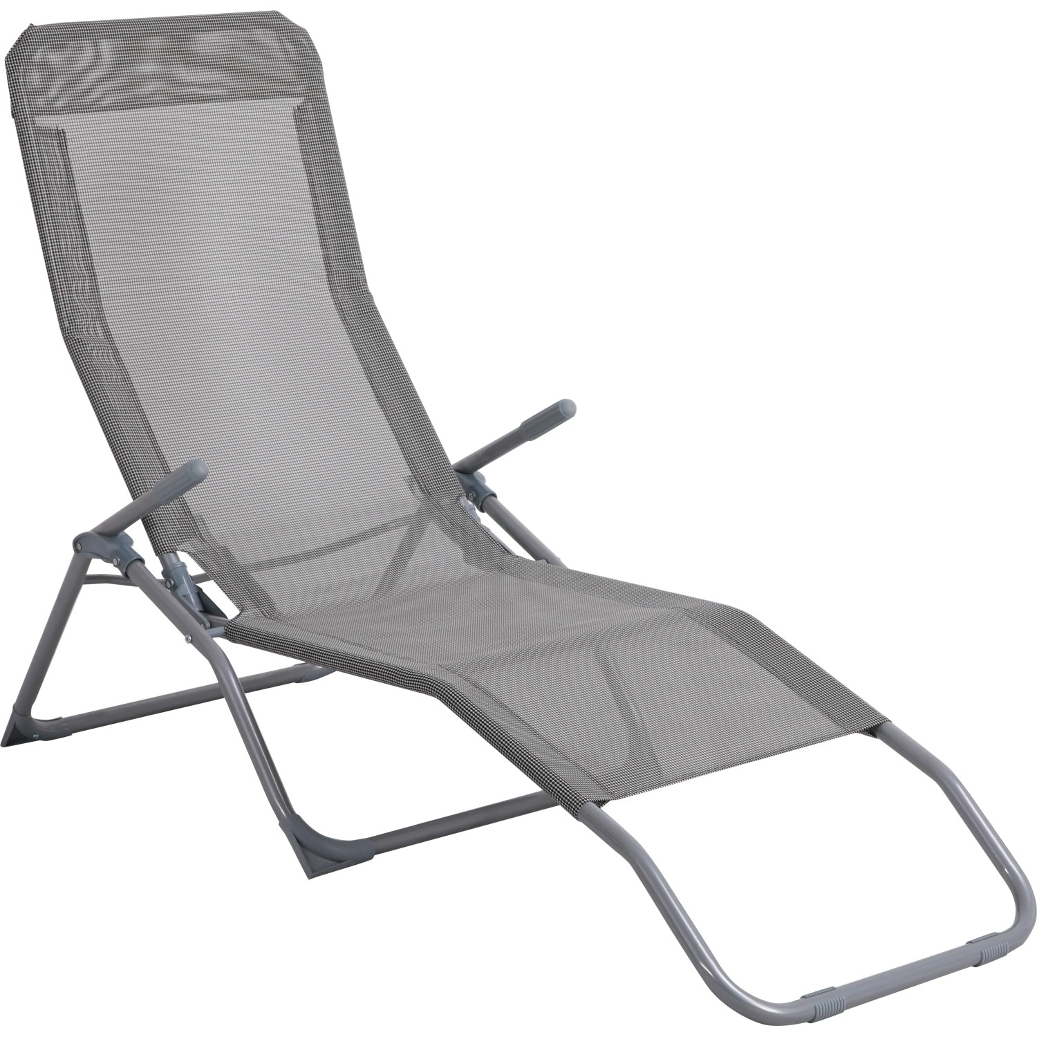 BWO Skládací zahradní lehátko Pando šedé 140 x 61 x 57-96,5 cm