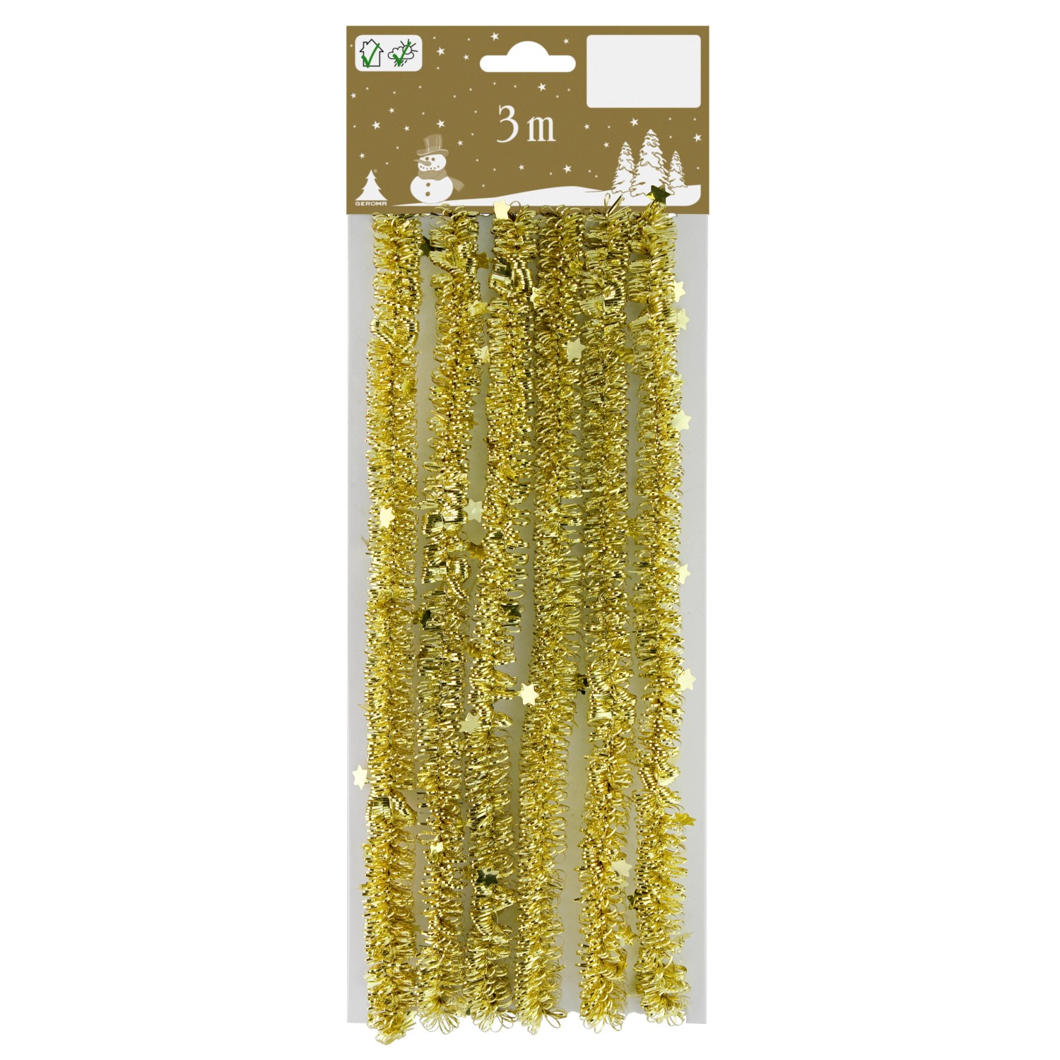 Vlnitá girlanda s hvězdami zlatá 300 cm