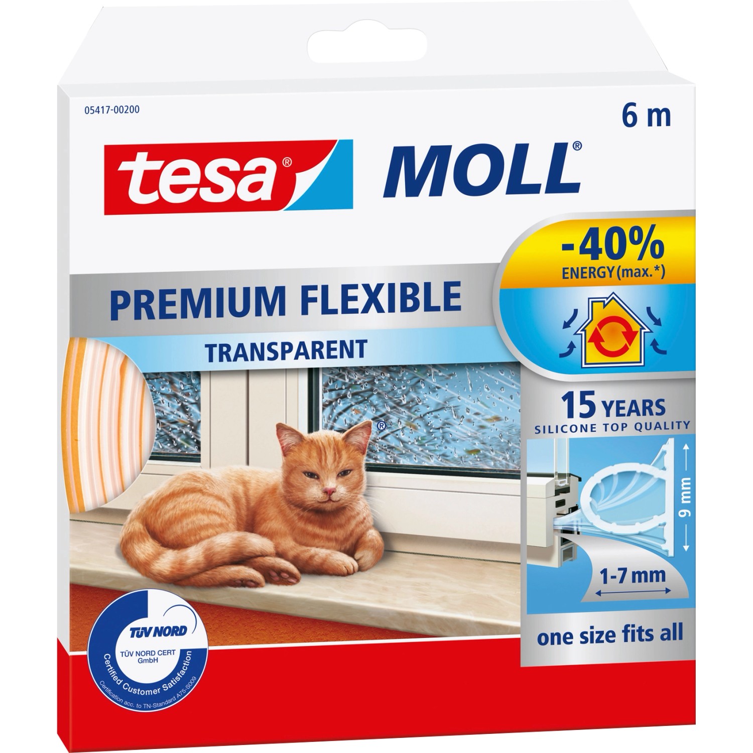 tesa Silikonové těsnění pro dveře a okna tesamoll Premium Flexible, bílá, 6 m