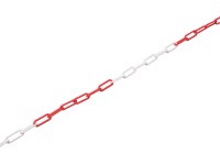 LUX-TOOLS Plastový řetěz dlouhočlánkový kulatý, červeno-bílý pr. 6 mm - metráž