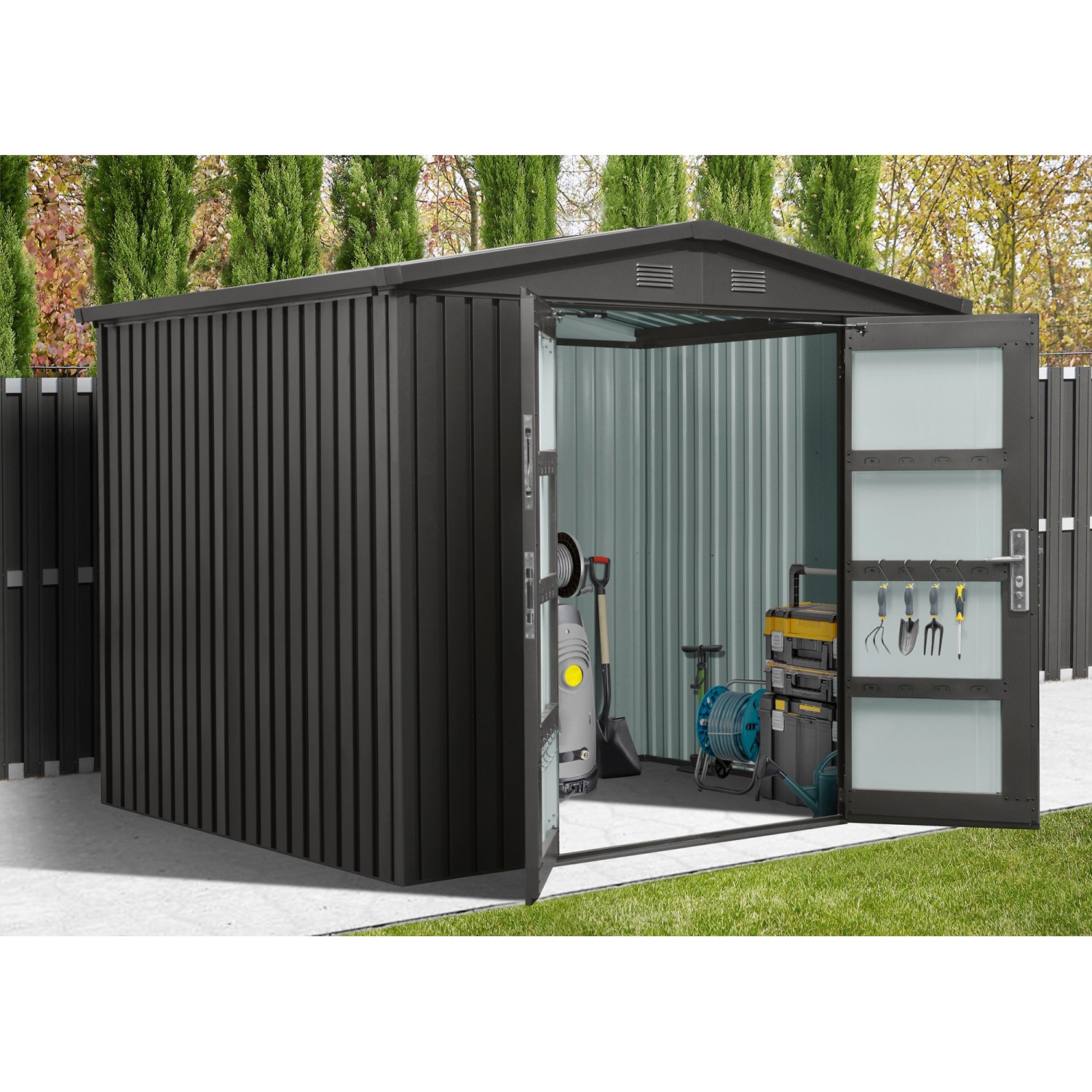 Floraworld Zahradní domek se sedlovou střechou Premium met.černý 244x200x201cm