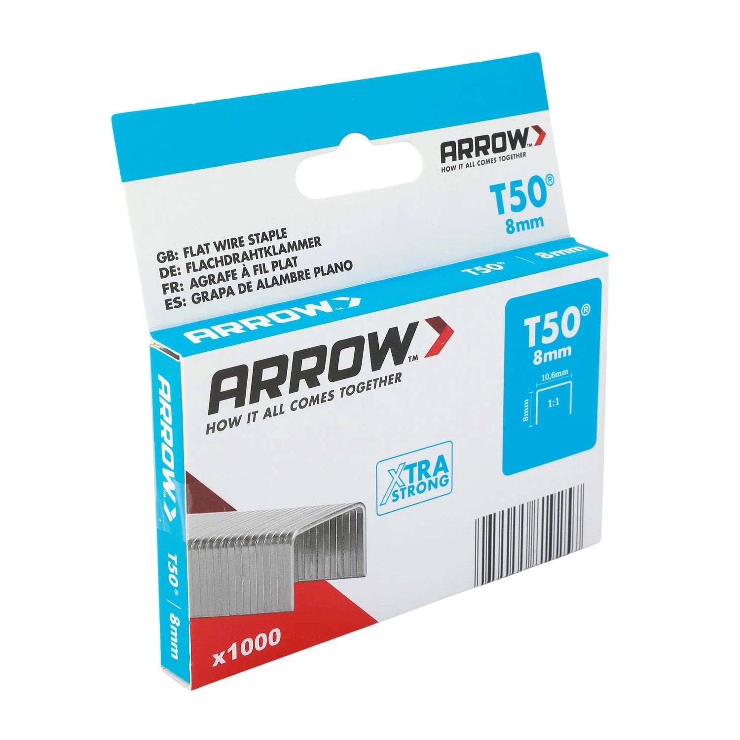 Arrow Drátěné sponky do sponkovačky T50, délka 8 mm, 1000 ks