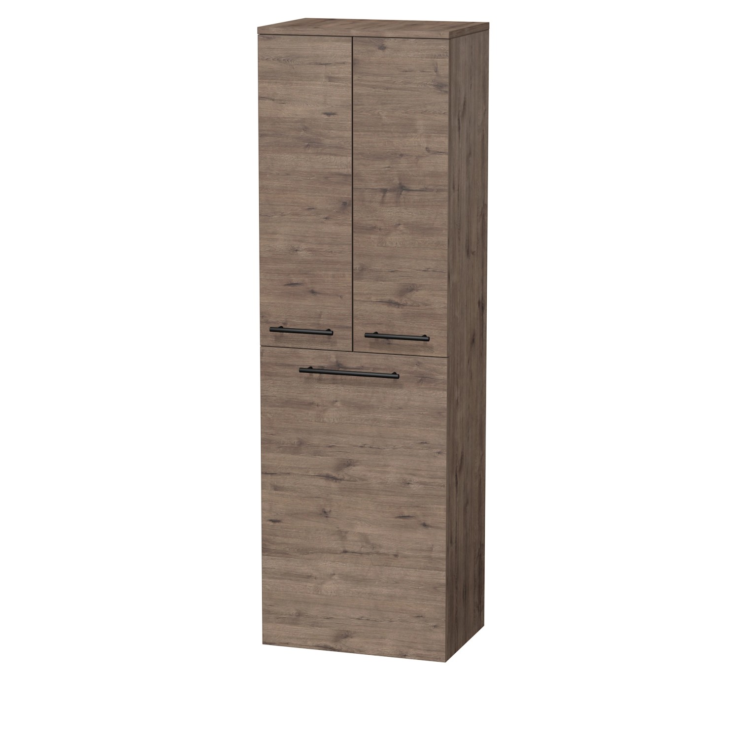 INTEDOOR Vysoká skříň BEE pravá, úchyt černý, 2dveře, koš, š.50cm, dub Welling.