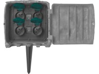 Zahradní zásuvka vzhled kamene, 4 zásuvky 2P+E, gumový kabel Zahradní zásuvka vzhled kamene, 4 zásuvky 2P+E, gumový kabel