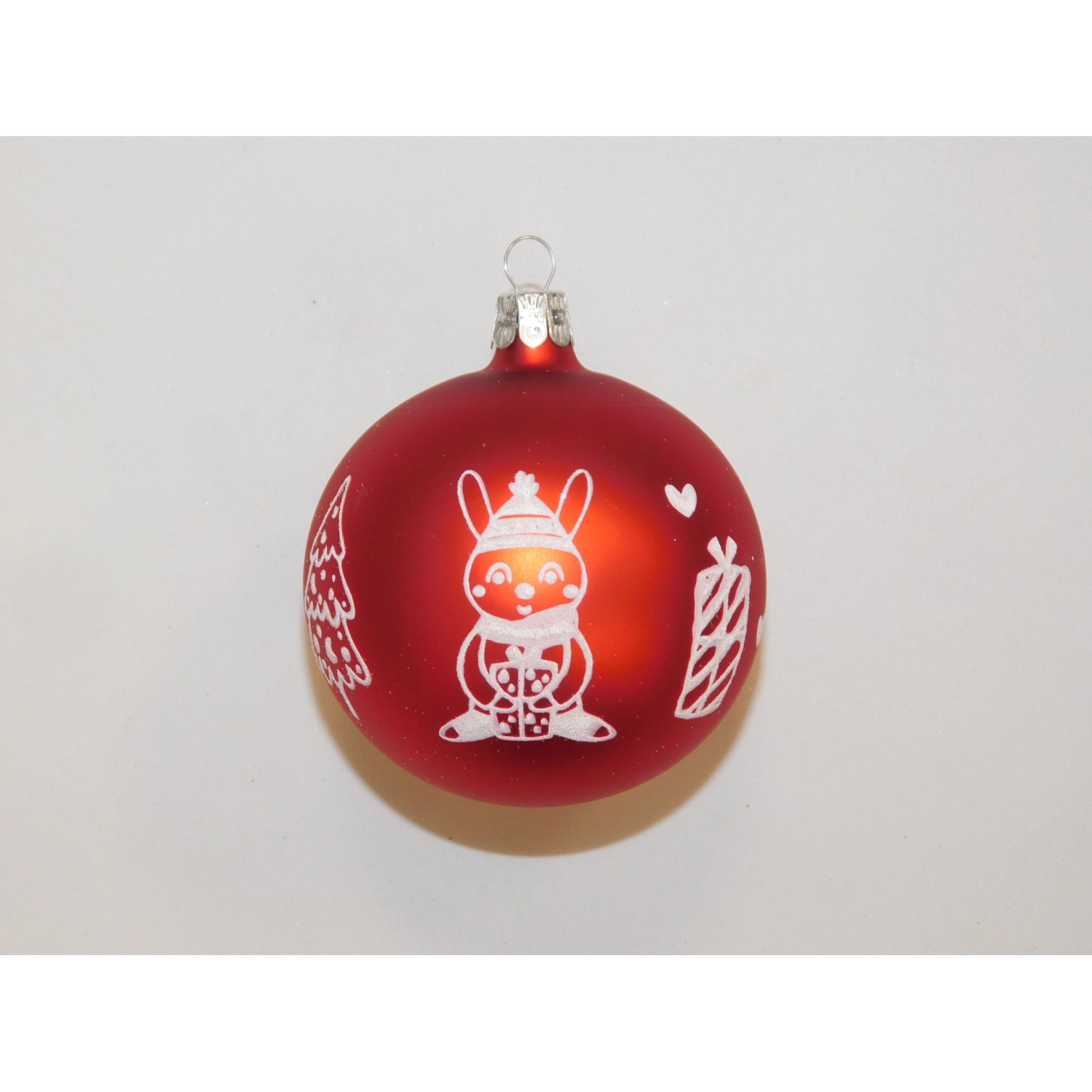 ONREX Vánoční ozdoba skleněná koule červená dekor pr. 8 cm