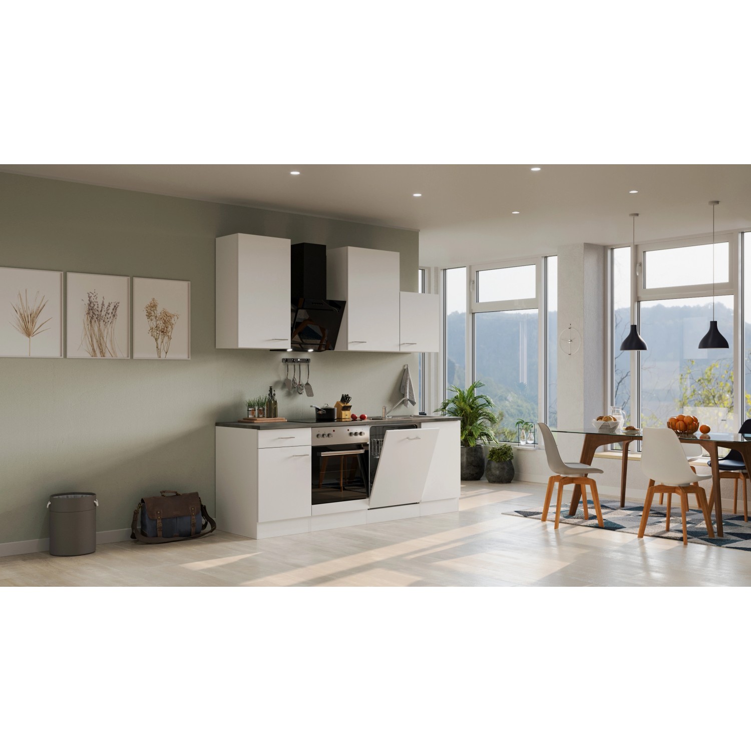 Flex-Well Kuchyně Lucca 220 cm/typ 4 - trouba/varná deska/myčka/digestoř