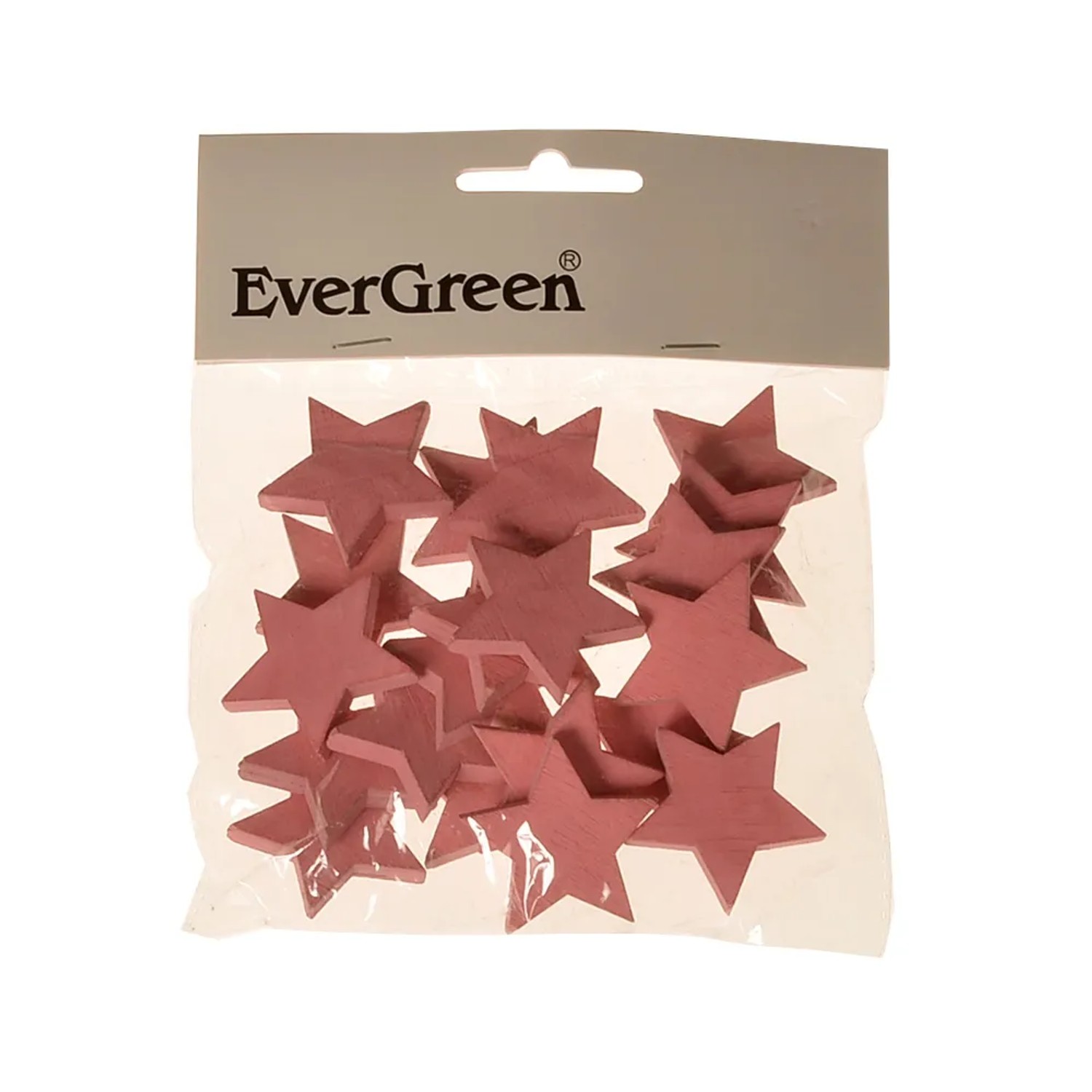 Hvězdičky dřevěné 15 ks, 5 cm, růžové