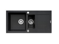 Pyramis Granitový dřez s odkapávačem Mido 1 1/2B 1D, black, 100 x 50 cm