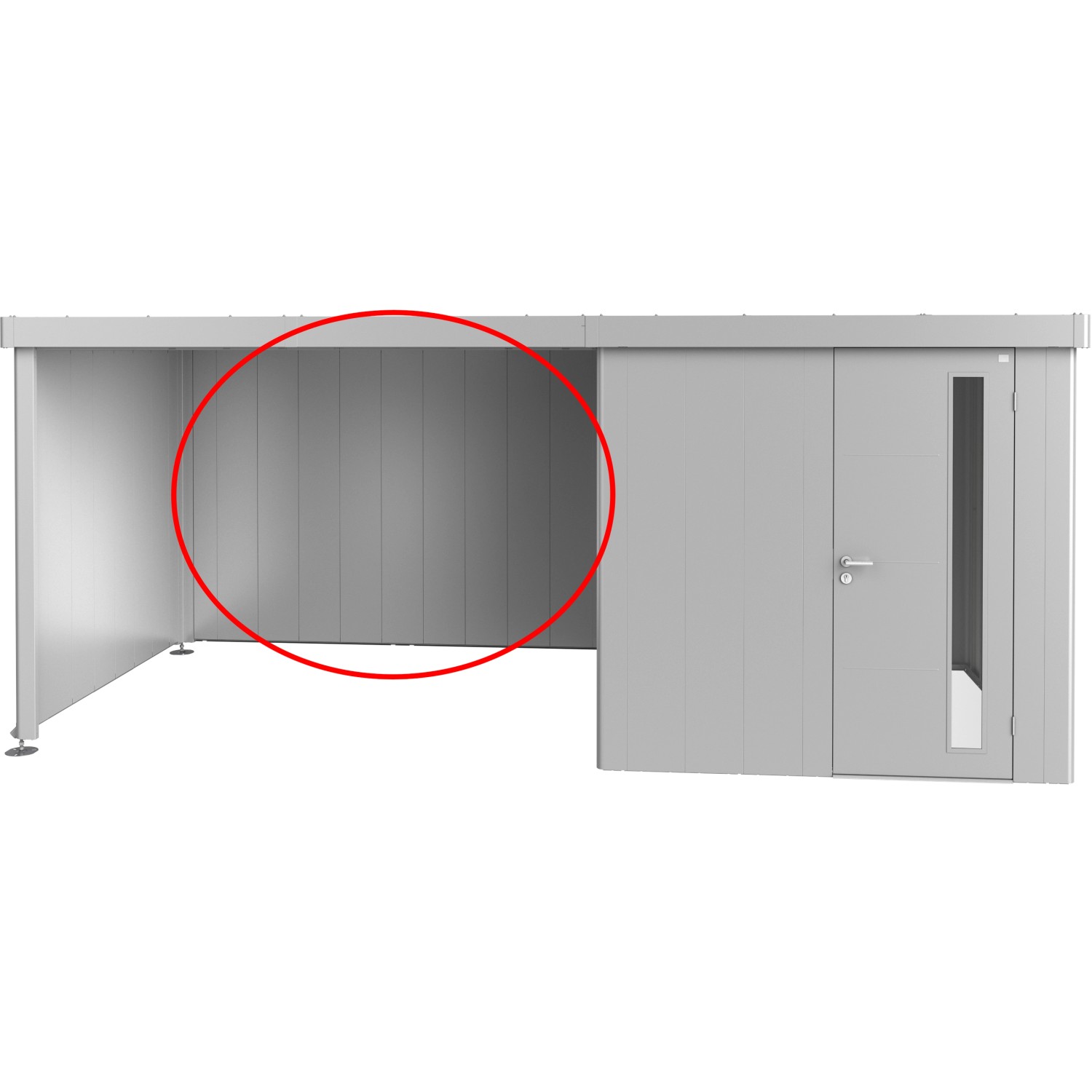 Biohort Zadní stěna pro boční stříšku k zahradnímu domku Neo, stříbrná