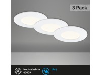 Briloner Sada vestavných LED svítidel, 3dílná, bílá, výška: 3 cm průměr: 8,5 cm, Briloner Sada vestavných LED svítidel, 3dílná, bílá, výška: 3 cm průměr: 8,5 cm,