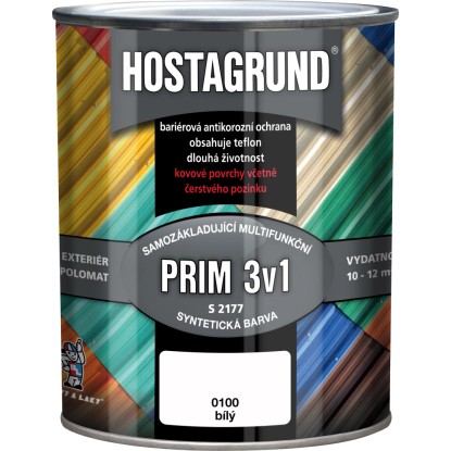 HOSTAGRUND Základní i vrchní barva na kov 3v1 PRIM S2177 0100 bílá 600 ml