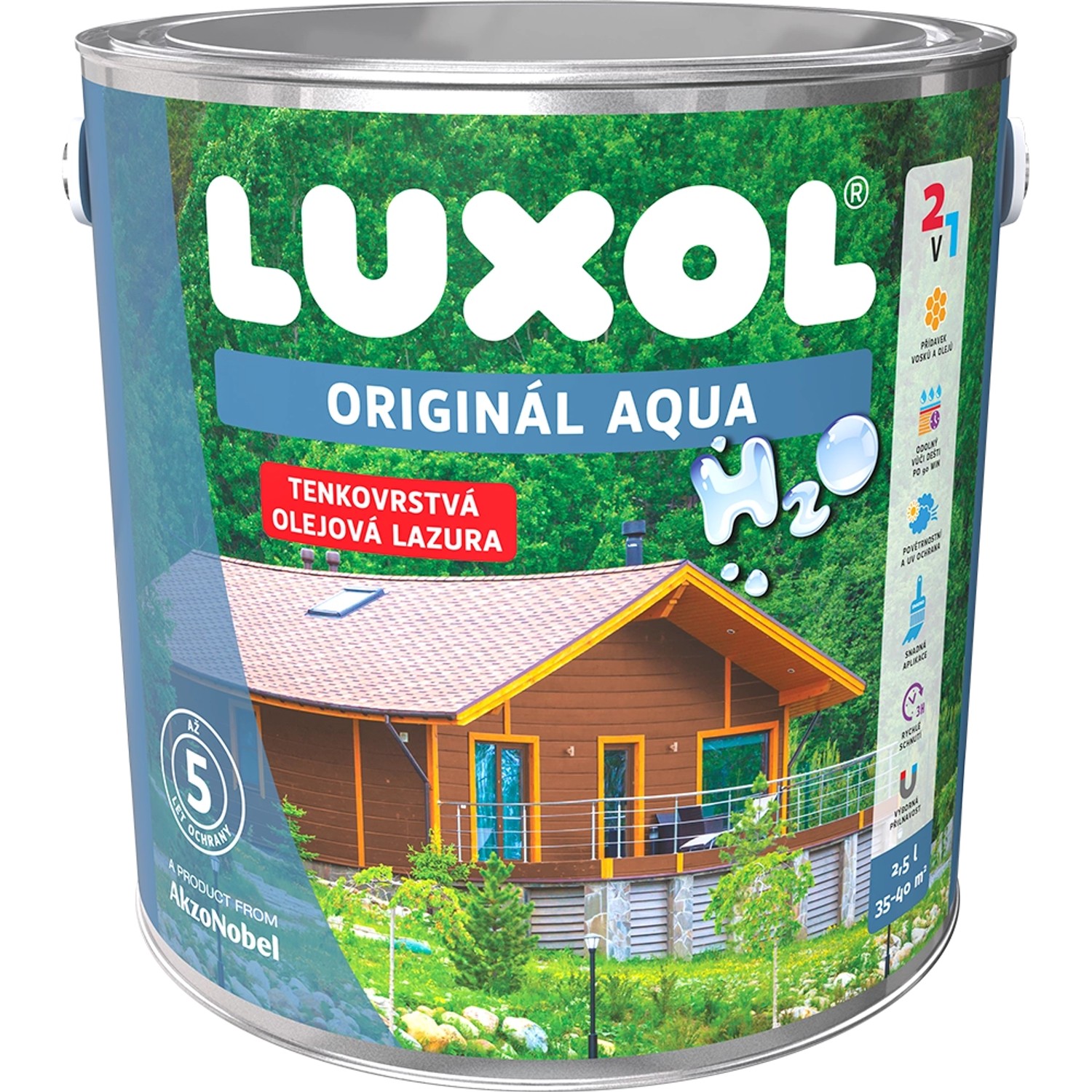 LUXOL Originál Tenkovrstvá olejová lazura AQUA švédská červeň 2,5 l