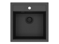 HELIKA Granitový dřez TESSA XQT100 černý metalický/černá výpusť 49 x 51 cm