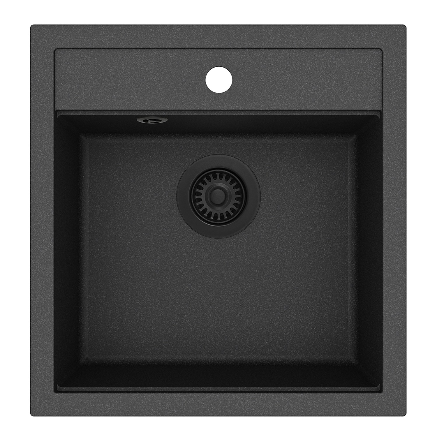HELIKA Granitový dřez TESSA XQT100 černý metalický/černá výpusť 49 x 51 cm