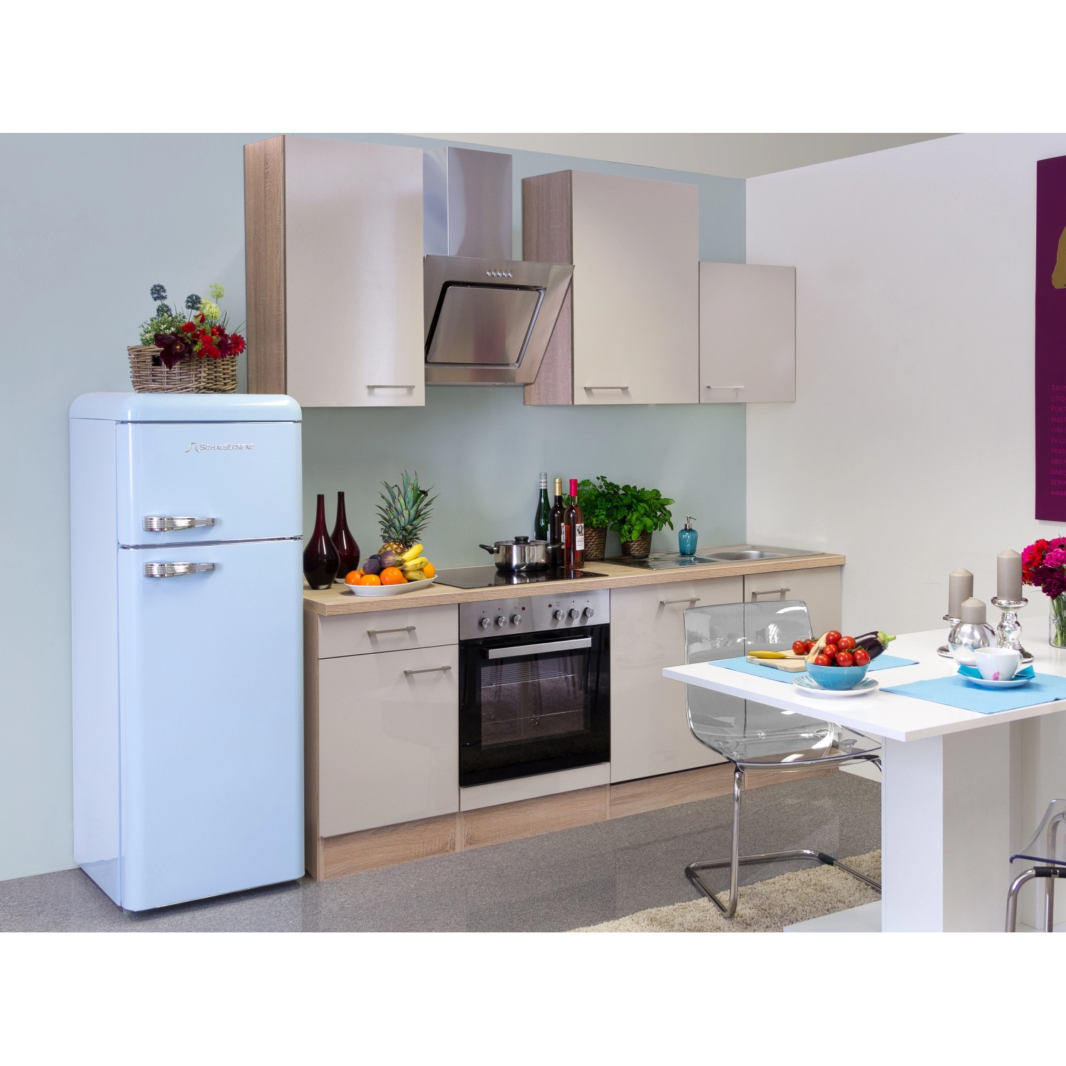 Flex-Well Kuchyně Orlando 220 cm/typ 1 - trouba/varná deska/digestoř/myčka