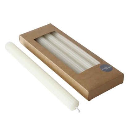 BOLTZE Vysoká válcová svíčka Classic bílá 26 cm, 4 ks