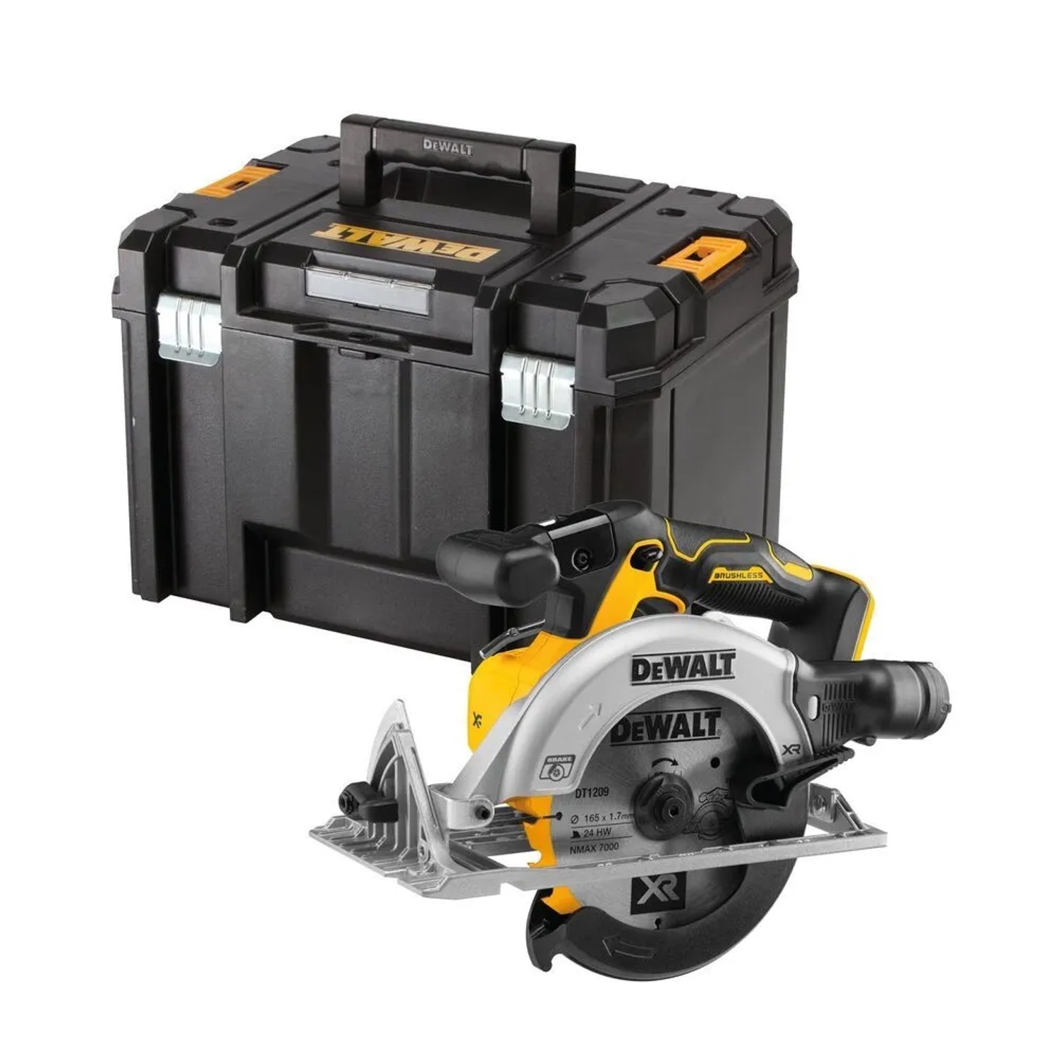 DeWALT 18V XR Aku bezuhlíková kotoučová pila DCS565NT-XJ Solo + kufr