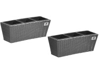 Gartenfreude Balkonový truhlík 2 ks, polyratan, šedá, 47 x 17 cm