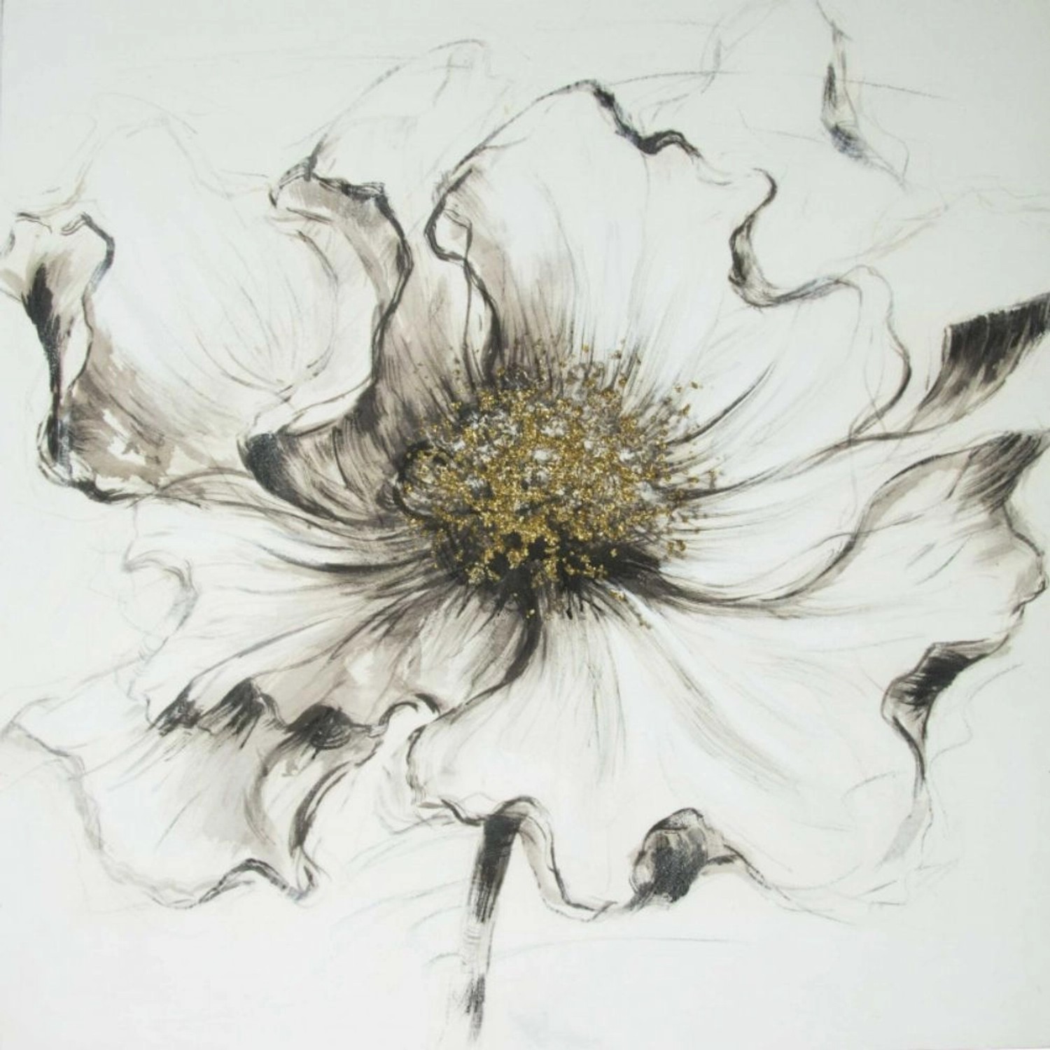 FALC Malovaný obraz bílý květ, 100 x 100 cm