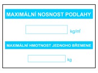 Tabulka Maximální nosnost 279 cm x 210 mm