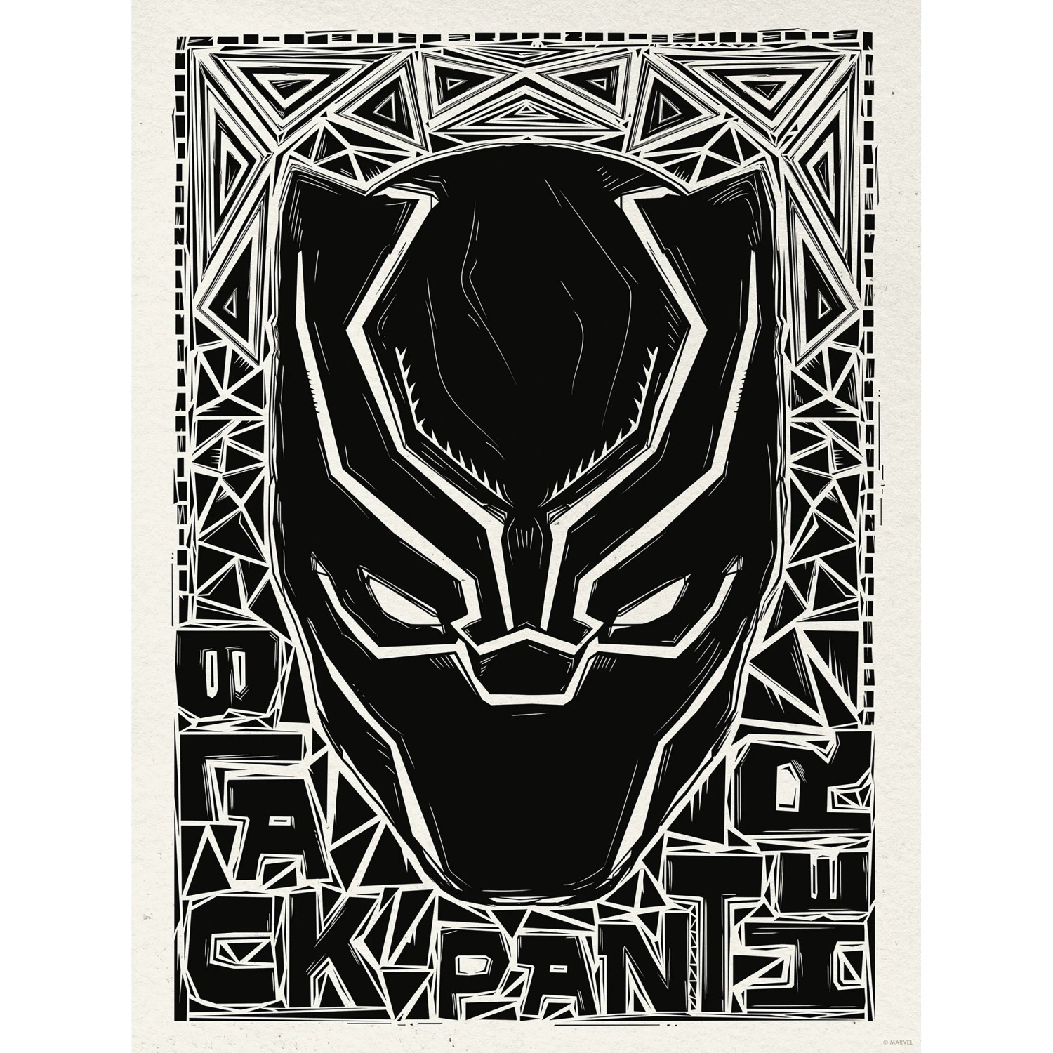 Komar Plakát Marvel Black Panther Lino-Cut Helmet 30 x 40 cm