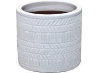 Keramický květináč strukturovaný, bílá, pr. 19 x 17 cm