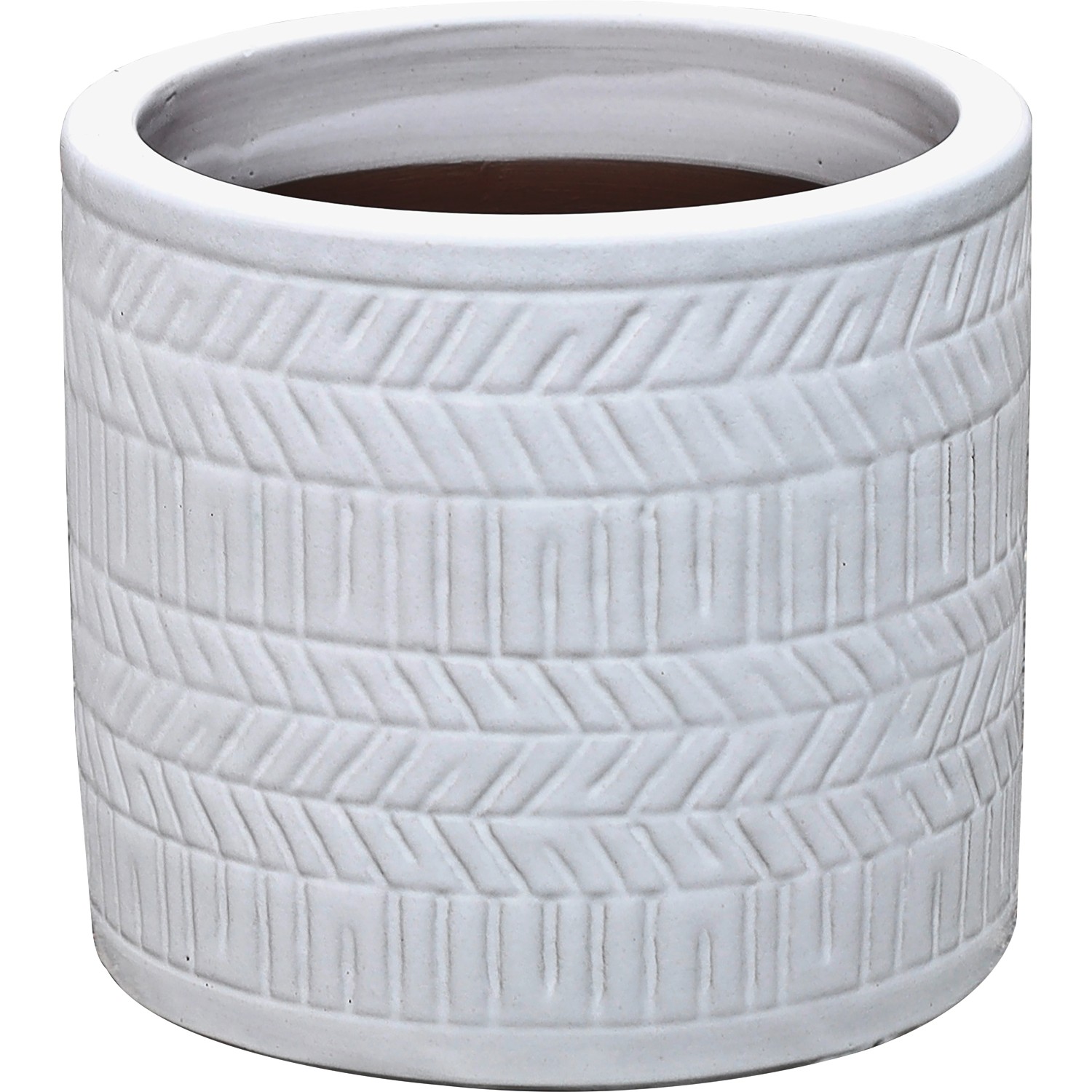Keramický květináč strukturovaný, bílá, pr. 19 x 17 cm