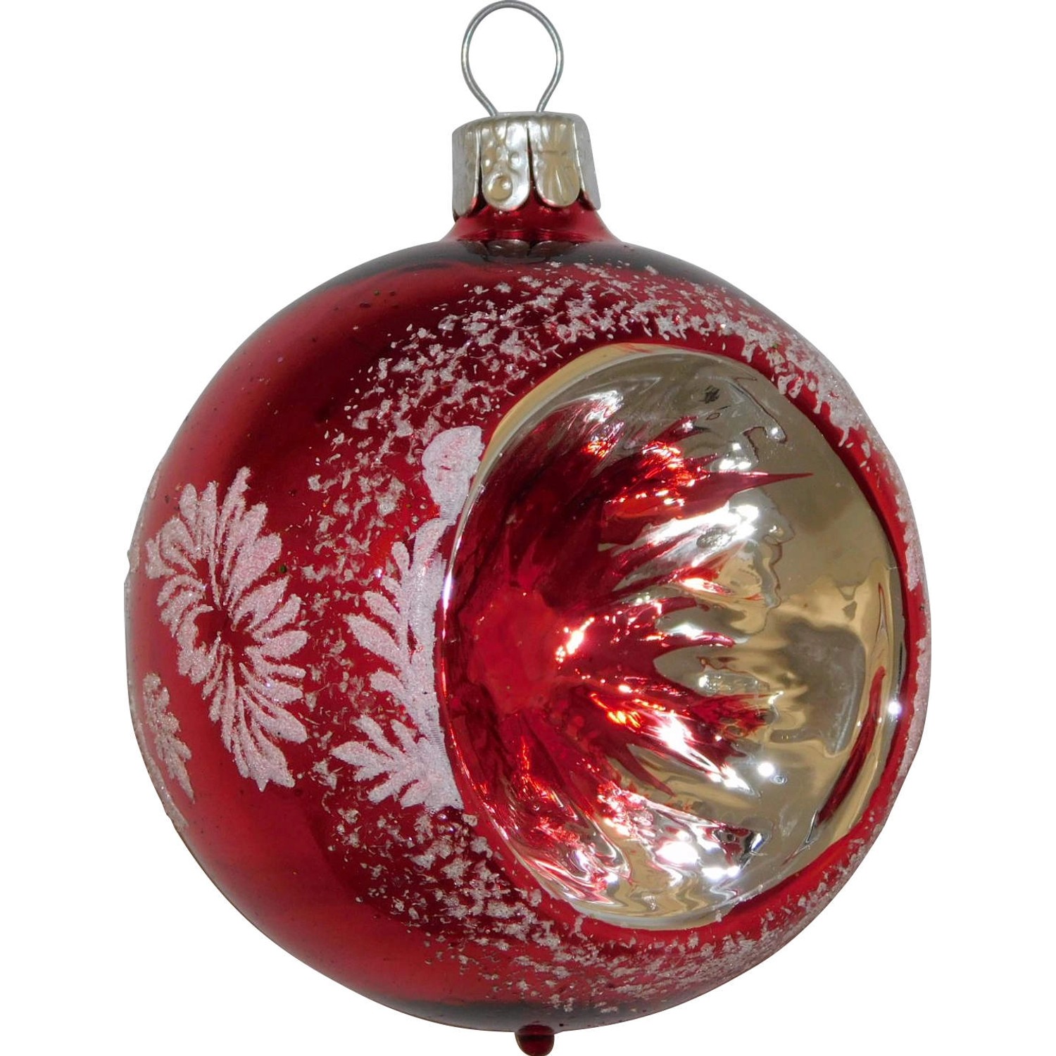 Ornex Vánoční ozdoba skleněná koule s reflektorem červená, 7 cm