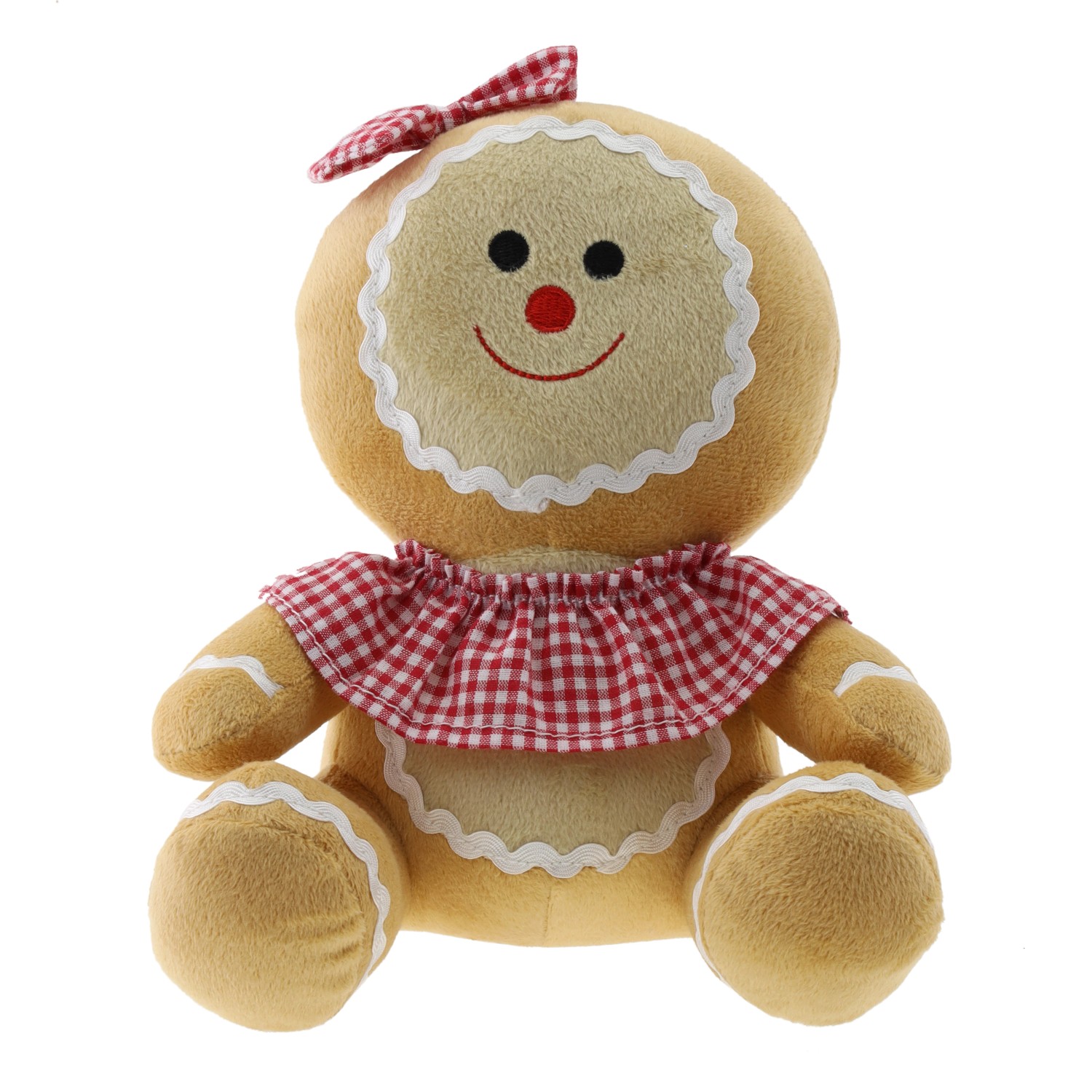 GEROMA Stojací vánoční dekorace plyšový perníček s mašličkou 20 cm, 1 ks