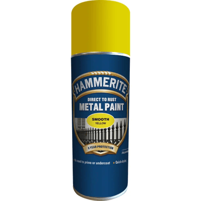 Hammerite Přímo na rez barva na železné kovy ve spreji hladká žlutá 400 ml