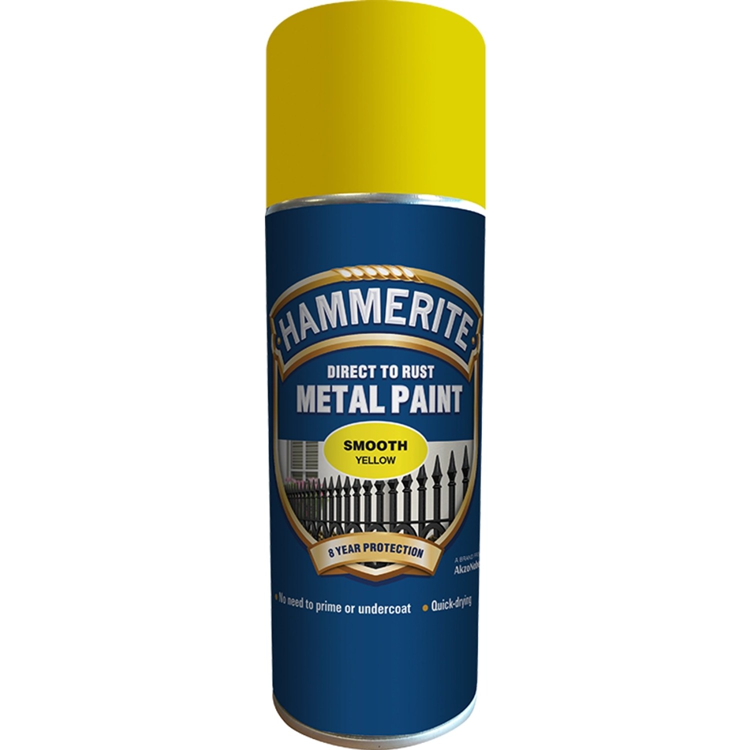 Hammerite Přímo na rez barva na železné kovy ve spreji hladká žlutá 400 ml