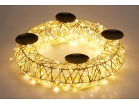 Kovový adventní věnec s LED osvětlením, zlatá, pr. 38 x 10 cm