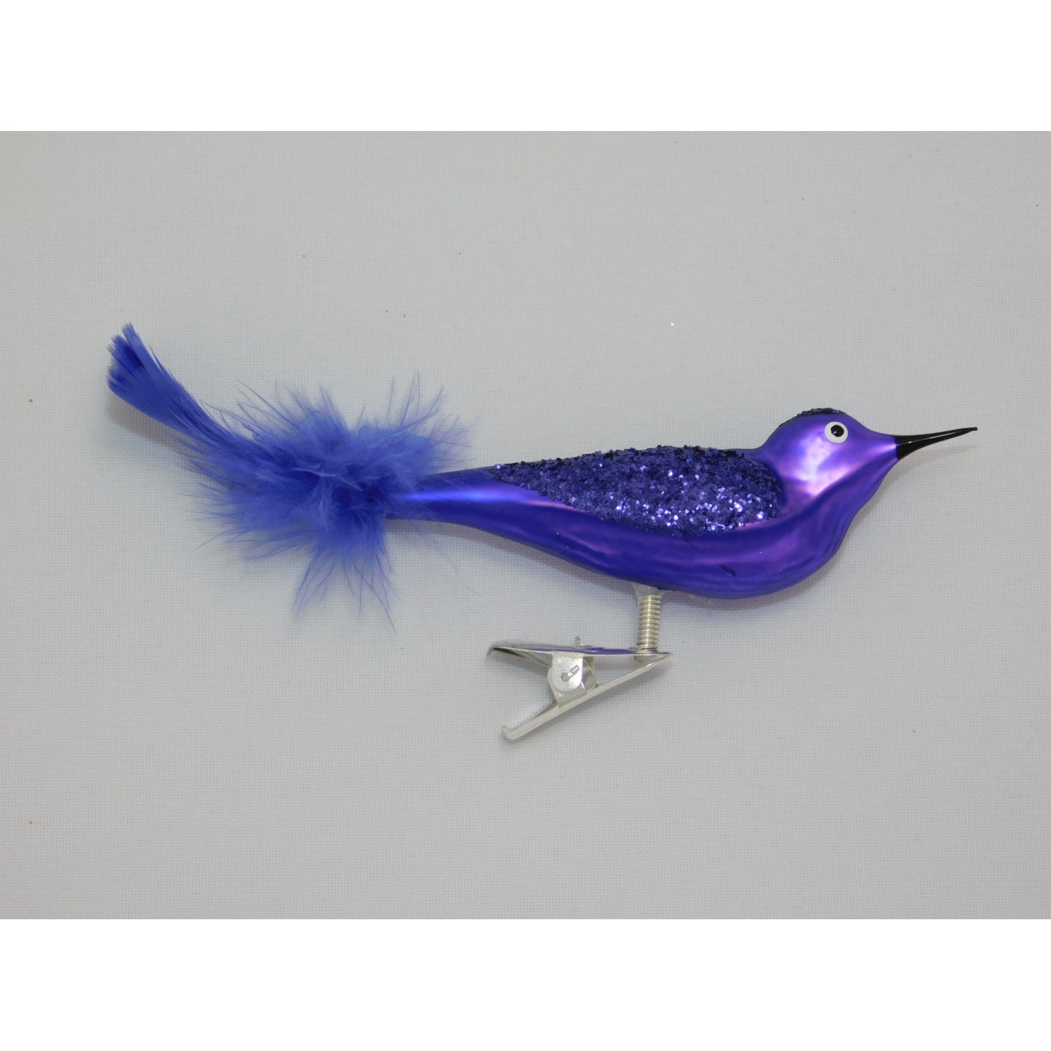 Ornex Skleněná vánoční ozdoba ptáček fialový 4 x 3 x 10 cm