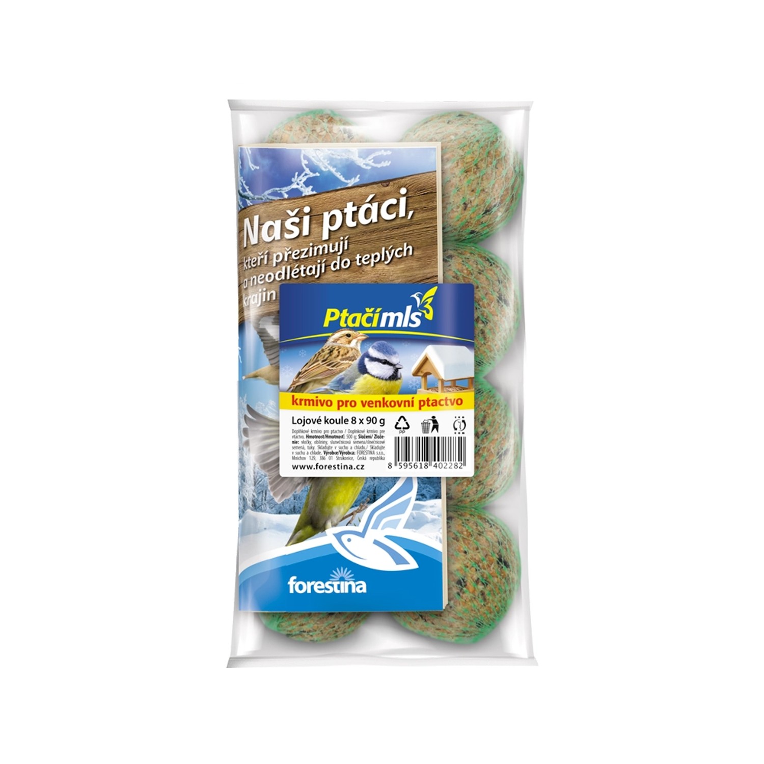 Ptačímls Lojové koule 8 x 90 g, 8 ks