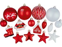 Sada ozdob na vánoční stromek, červená/bílá, 50dílná Sada ozdob na vánoční stromek, červená/bílá, 50dílná