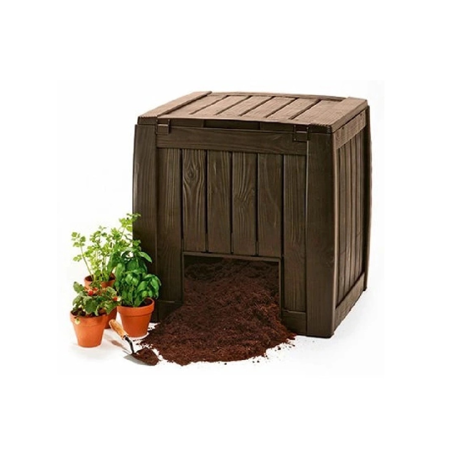 Keter Plastový kompostér DECO 340L, tmavě hnědá, 72 x 69,5 x 74 cm