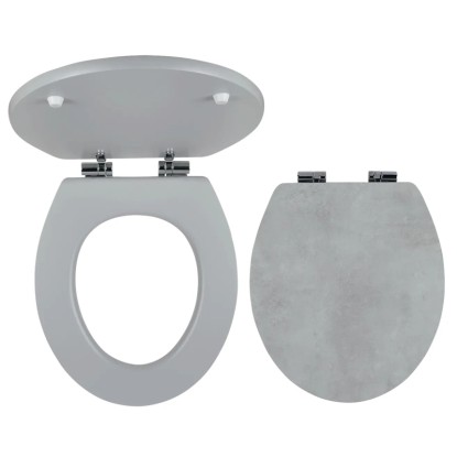 Ferro WC sedátko WC/SOFTSTONE1, MDF, kovové závěsy, světlý beton, oválné