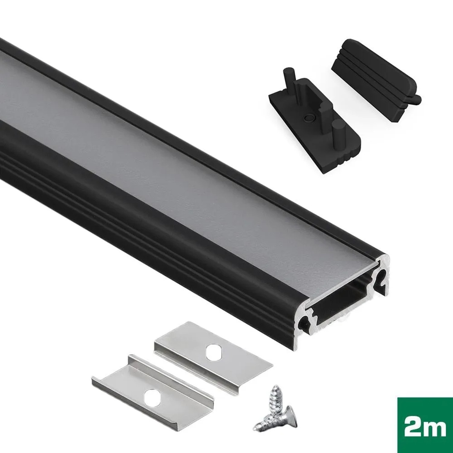 Přisazený hliníkový profil pro LED pásek, černá, 2 m