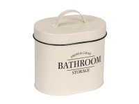 Wenko Kovový koupelnový box s víkem Uri, béžová, 14 x 16 x 10,2 cm